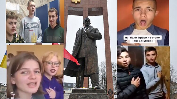 Зачем украинские тиктокеры начали петь в школьных туалетах песню праворадикалов. Коллаж