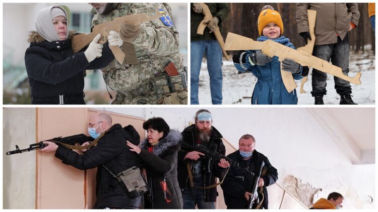 Учения территориальной обороны в Украине. Коллаж