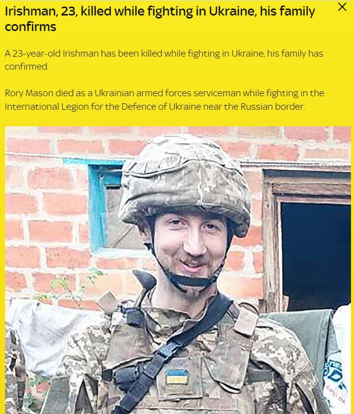 В Харьковской области погиб ирландский доброволец