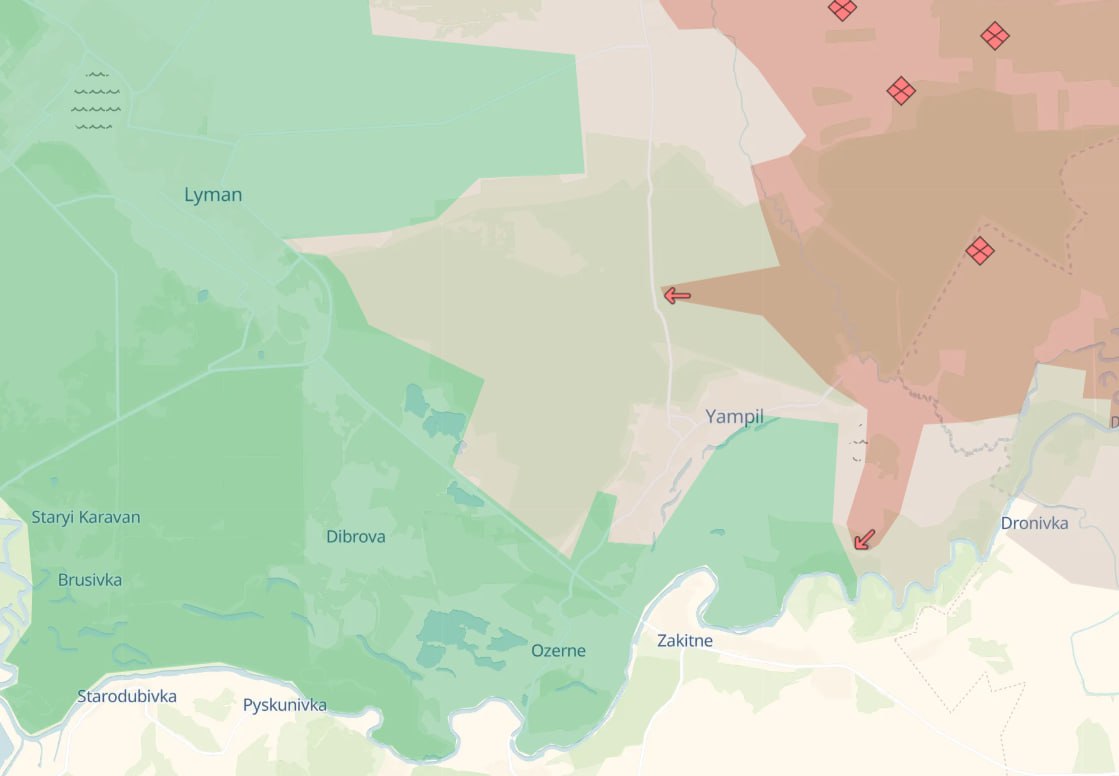 Ямполь. Карта боевых действий. Источник - Deep State