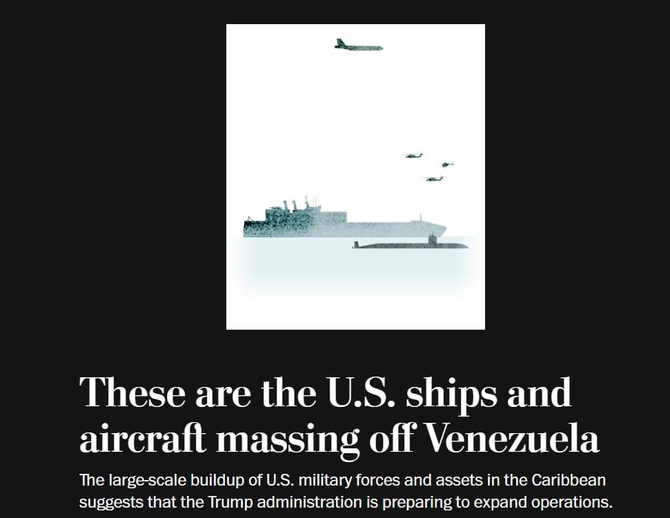 Снимок заголовка на washingtonpost.com - США стягивают военную технику к границам Венесуэлы