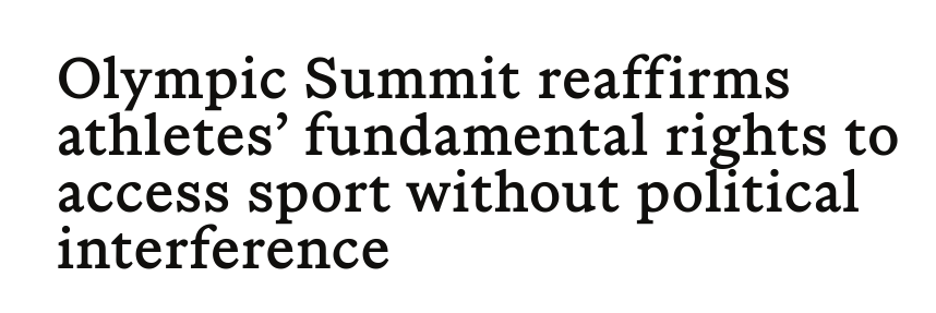 Снимок заголовка на olympics.com - МОК рекомендует разрешить спортсменам-юниорам из РФ выступать под российскими флагом и гимном