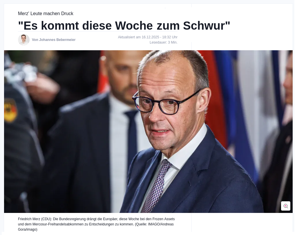 Снимок заголовка на t-online.de - Канцлер ФРГ не уверен в принятии решения ЕС относительно конфискации активов России